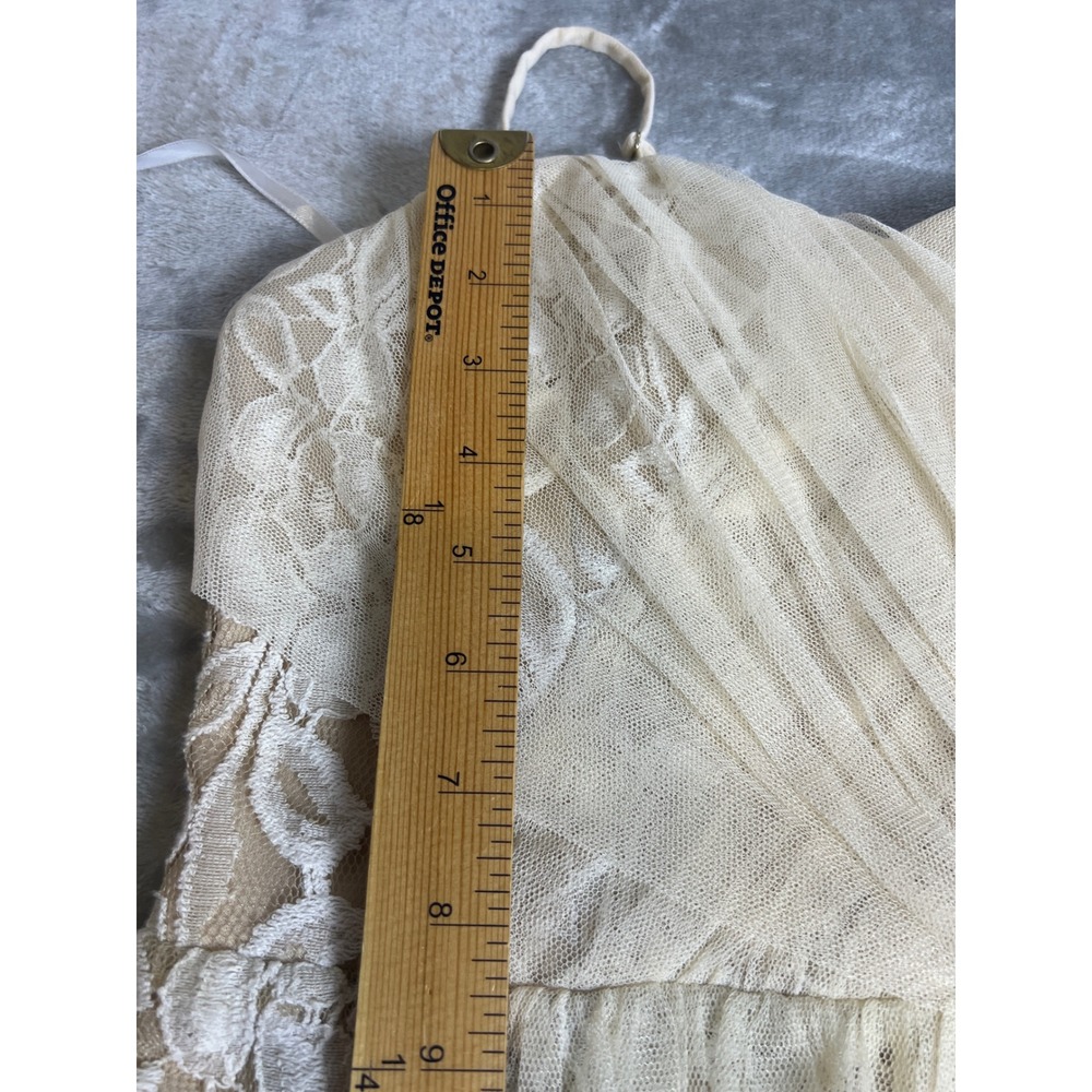 Ark & Co Ivory Lace Tulle Sweetheart Mini Dress Sz M Boho Bridal Cocktail - Picture 11 of 16